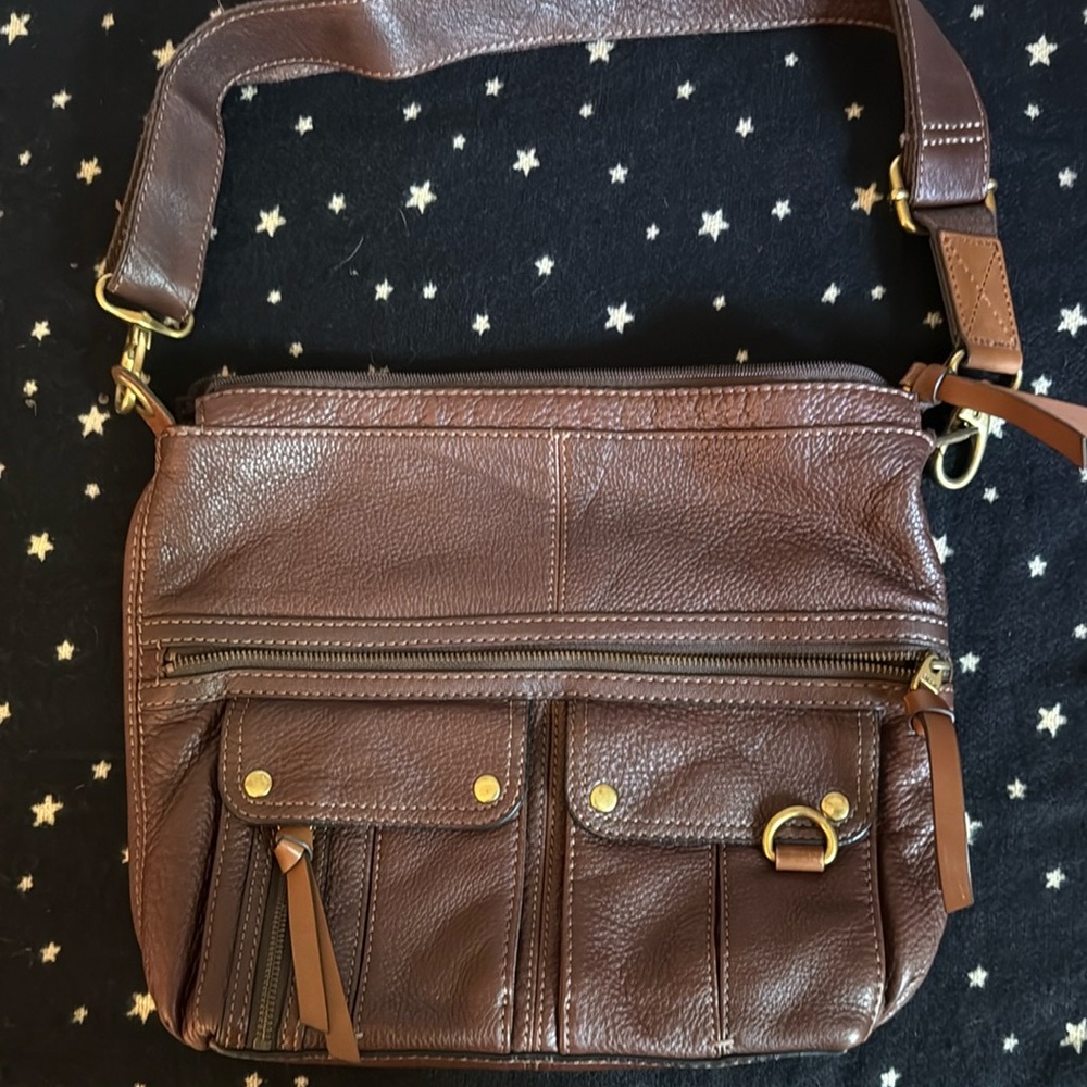 FOSSIL MORGAN PEBBLED LEATHER MESSENGER CROSSBODY SHOULDER BAG